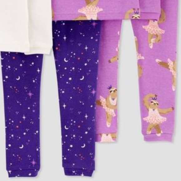 WT 4 piece Pajama Set Ballerina Sloth Sz 2T - Picture 4 of 4